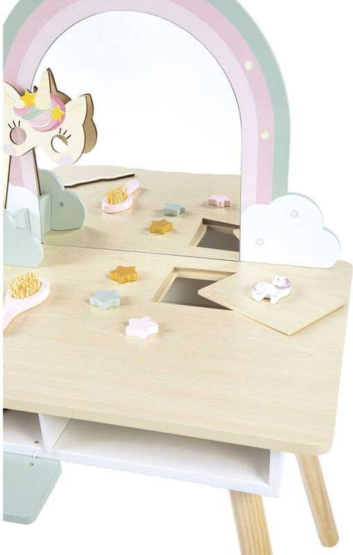 Janod Jednorožec Dřevěný kosmetický stolek se židlí