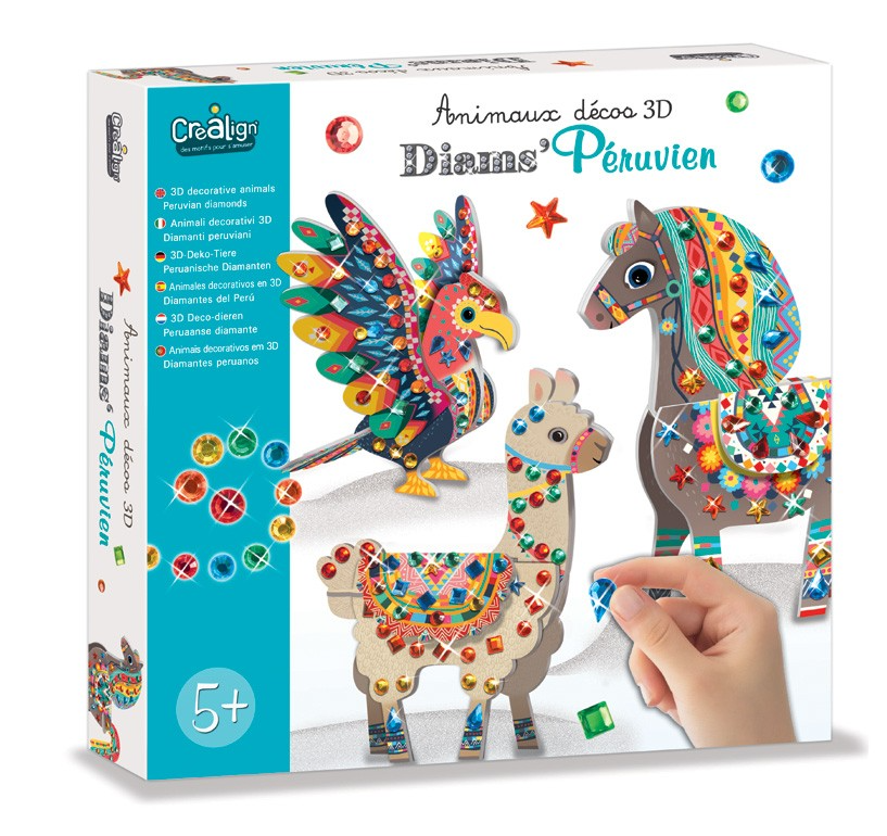 3D Diamantová mozaika pre deti - Zvieratká v Peru