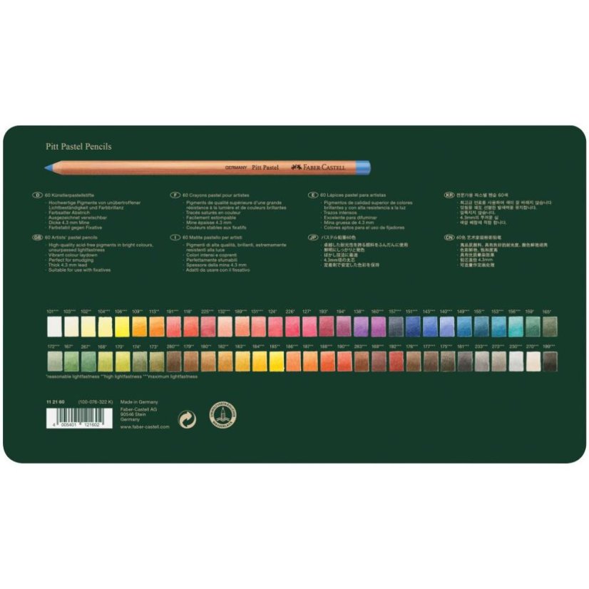 Umelecké pastely Pitt Pastel v ceruzke  60 farieb  v plechovej krabičke