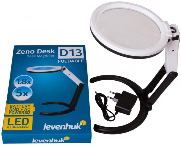 Skladacia stolová lupa s LED osvetlením Zeno Desk D13 - obsah balenia