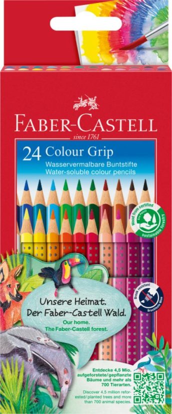 Akvarelové pastelky Faber-Castell Colour Grip - 24 barev