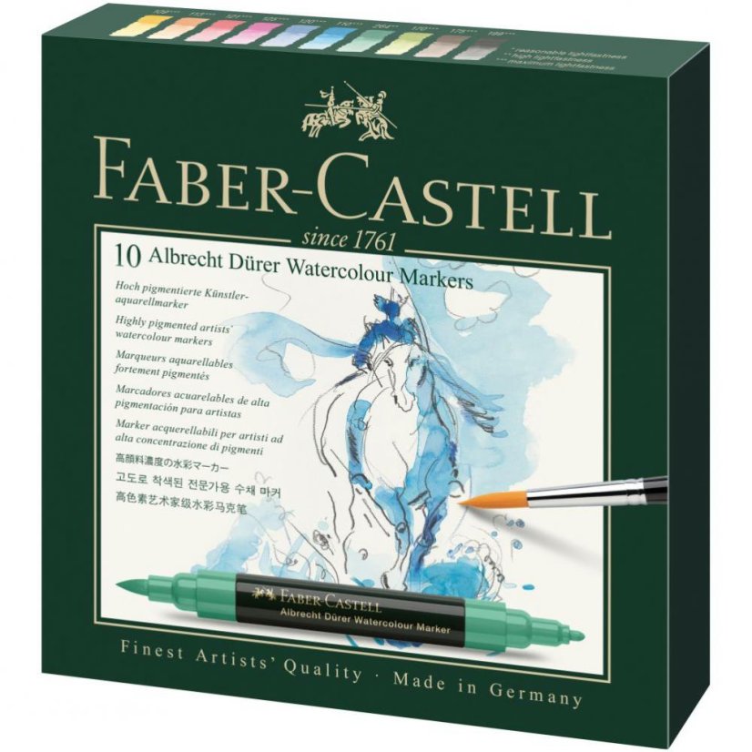Akvarelové fixy Faber-Castell A. Dürer – sada 10 barev