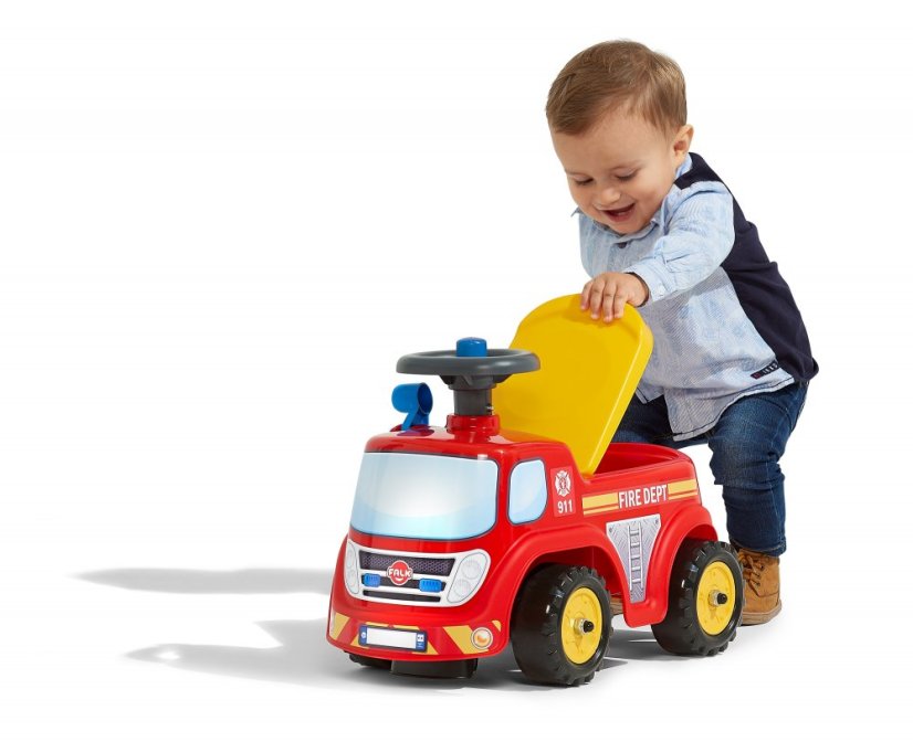 Odrážedlo Falk 700 hasičské auto s otevíracím sedadlem a volantem s klaksonem