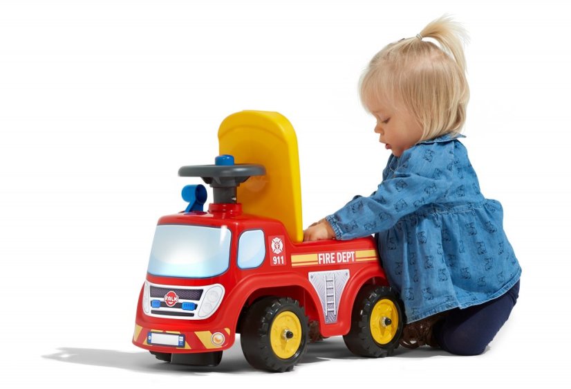 Odrážedlo Falk 700 hasičské auto s otevíracím sedadlem a volantem s klaksonem