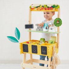 Janod Farm Dřevěný obchod Farma s pokladnou, váhou, ovocem a zeleninou