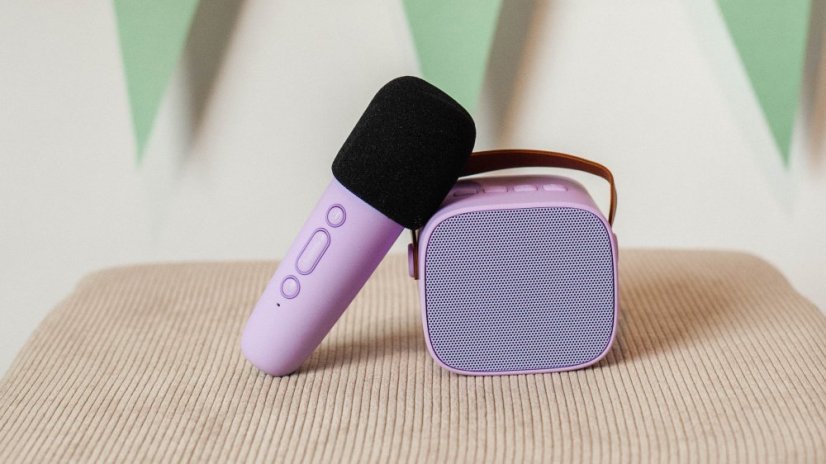 Bluetooth Karaoke set mikrofón a reproduktor Fialový