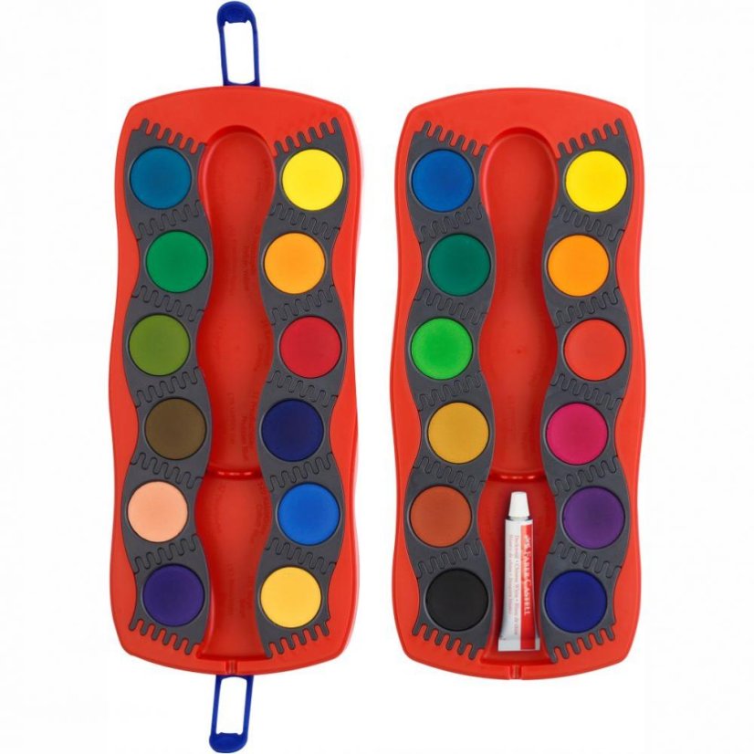 Vodové farby pre deti Connector - červené 24 farieb
