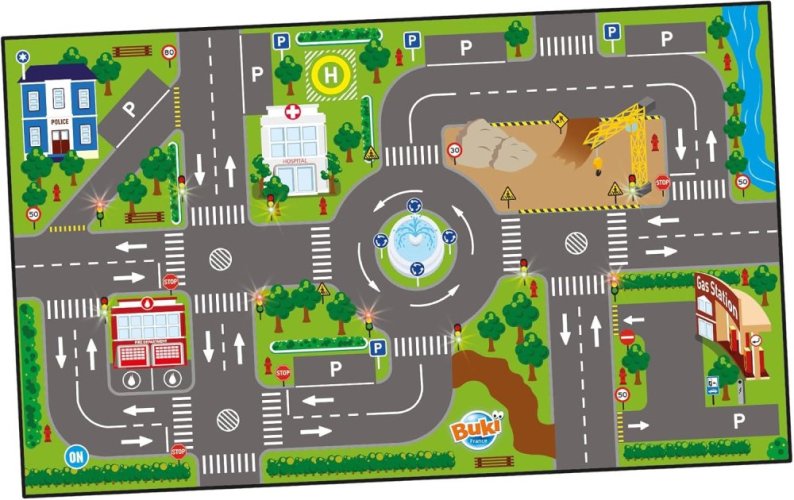 Detský koberec mesto so semaformi a autíčkami 72 x 120 cm