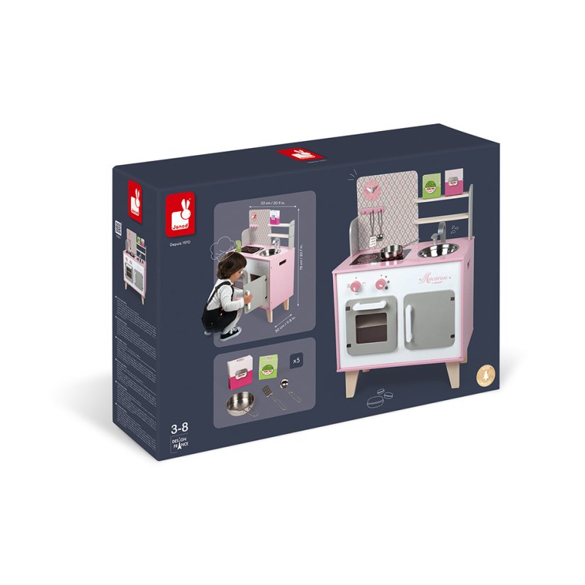 Dřevěná kuchyňka Macaron růžová malá Janod