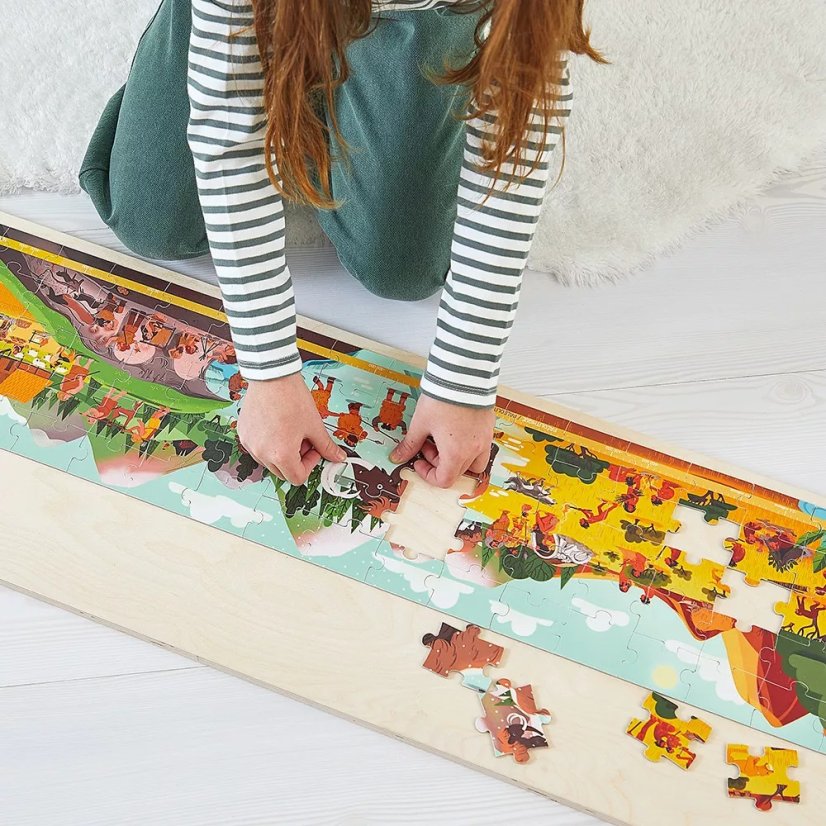 Janod Panoramatické prehistorické puzzle v kufríku 100 dielikov