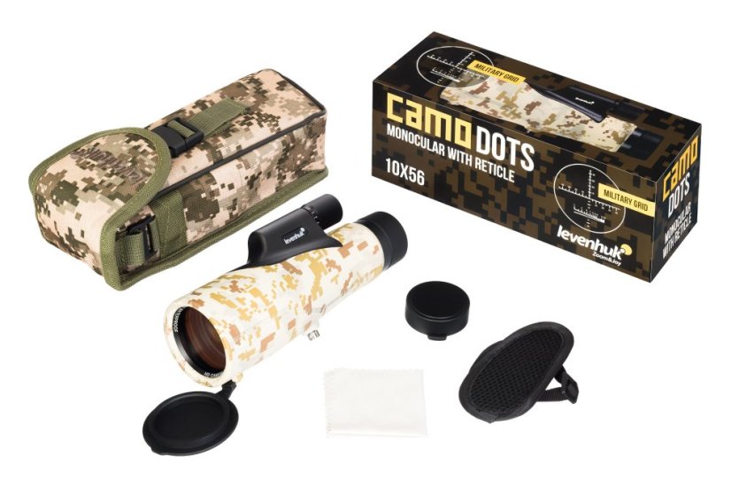 Monokulární dalekohled se zaměřovačem Levenhuk Camo Dots 10x56