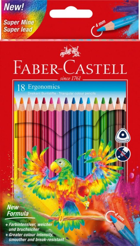 Tříhranné pastelky Faber-Castell TRIA extra silné - 18 barev