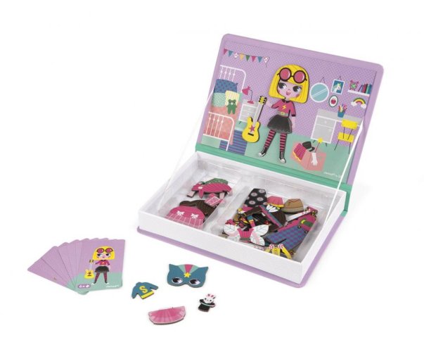Janod Magnetibook Obliekanie dievčatá - Magnetická kniha pre deti