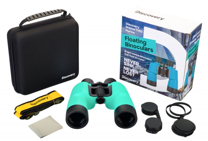 Plávajúci ďalekohľad Discovery Breeze 7x50 Marine - obsah balenia