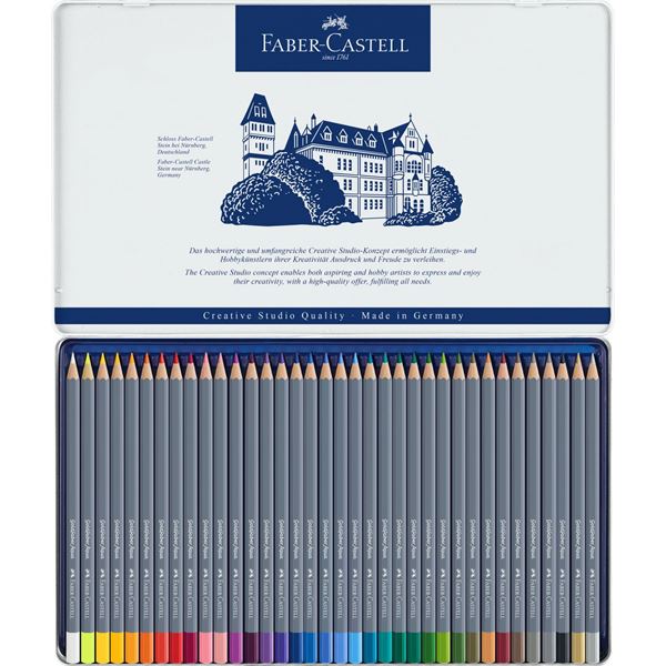 Akvarelové pastelky Goldfaber Aqua, 36 barev, plechová kazeta
