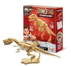 Dinodig vykopávka a kostra Tyranosaurus