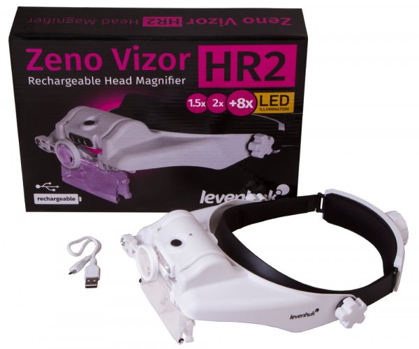 Dobíjacia náhlavná lupa Zeno Vizor HR2 - obsah balenia