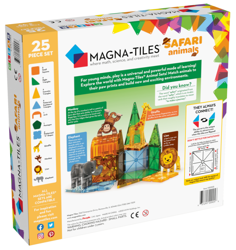 Magnetická stavebnice Magna Tiles Safari Animals 25 dílů