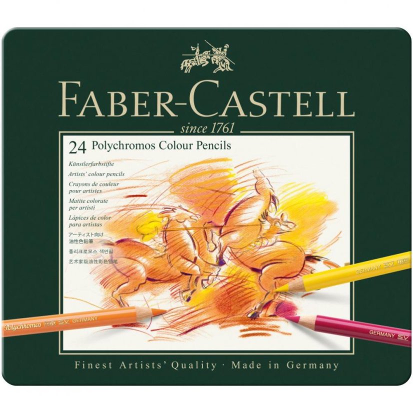 Umělecké Pastelky Faber-Castell Polychromos 24 ks v plechové krabičce