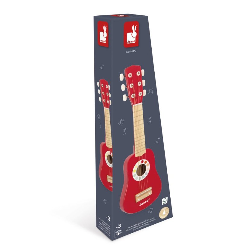 Janod Confetti Drevená gitara pre deti so 6 strunami