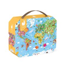 Janod Puzzle Mapa světa v kufříku 300 dílků