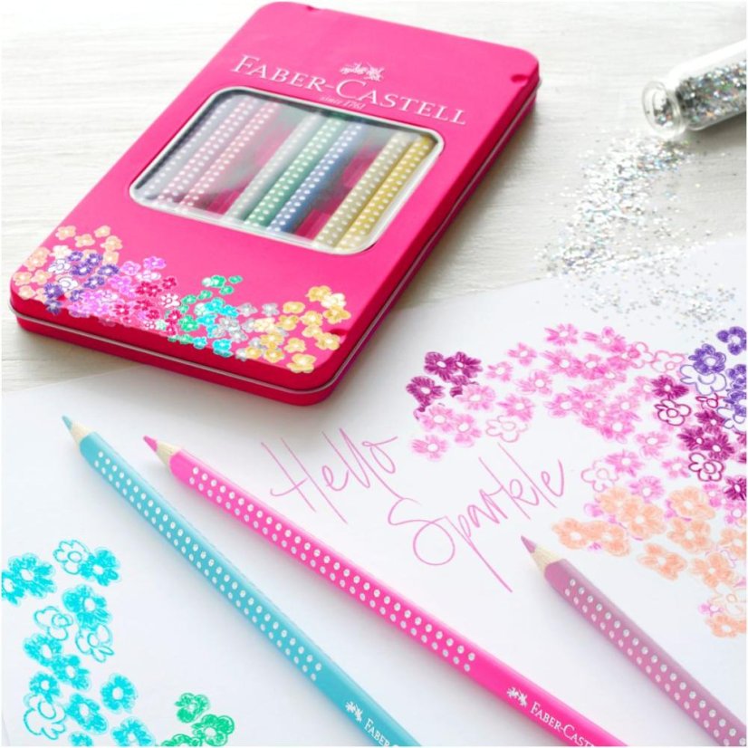 Pastelky Sparkle – set 12 farebných pasteliek v plechovej krabičke