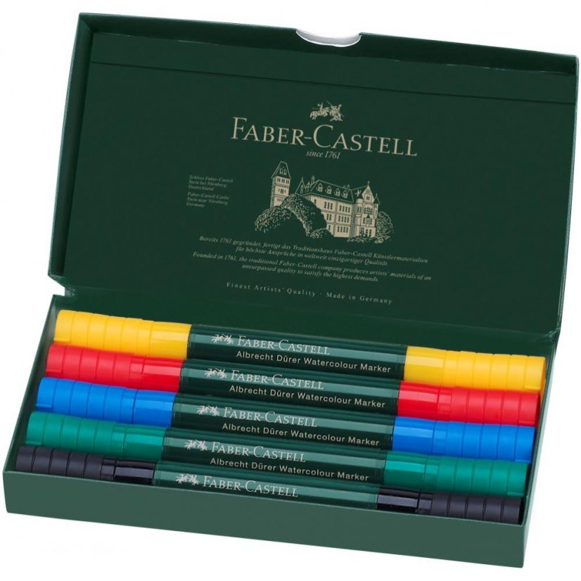 Akvarelové popisovače Faber-Castell A. Dürer – sada 5 farieb Basic