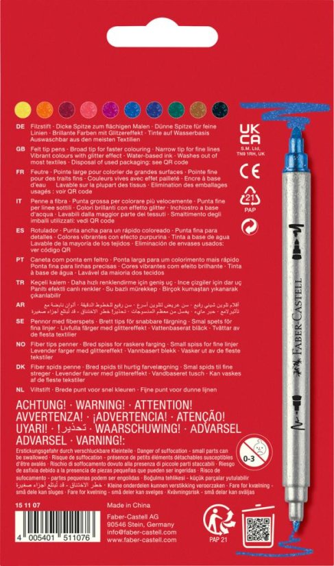 Oboustranné fixy Faber-Castell  Fibre-Tip Glitter - 10 barev