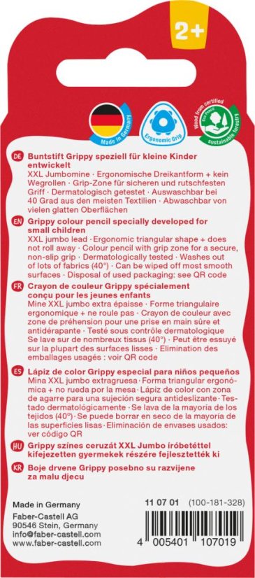 Extra tlusté  pastelky pro děti od 2 let Grippy Klasik - 4 farby