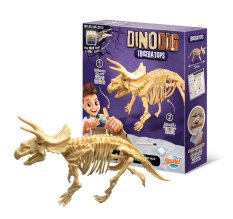Dinodig vykopávka a kostra Triceratops