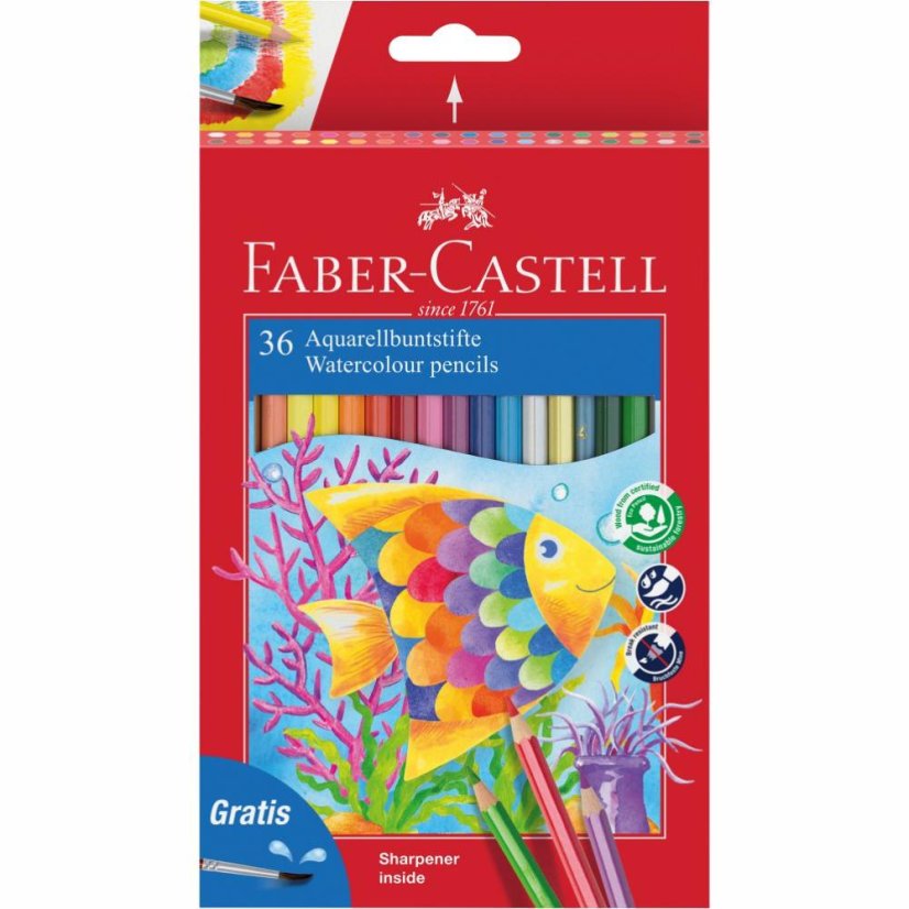 Akvarelové pastelky Faber Castell - 36 barev a štětec