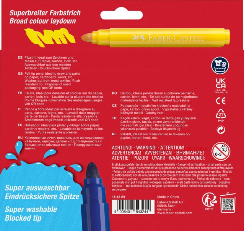 Hrubé fixky pre deti Faber-Castell Jumbo 24 farieb