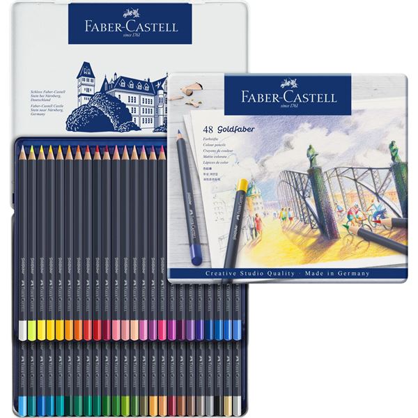 Pastelky Goldfaber permanent, súprava v plechovej krabičke, 48 farieb
