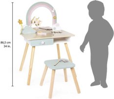 Janod Jednorožec Dřevěný kosmetický stolek se židlí