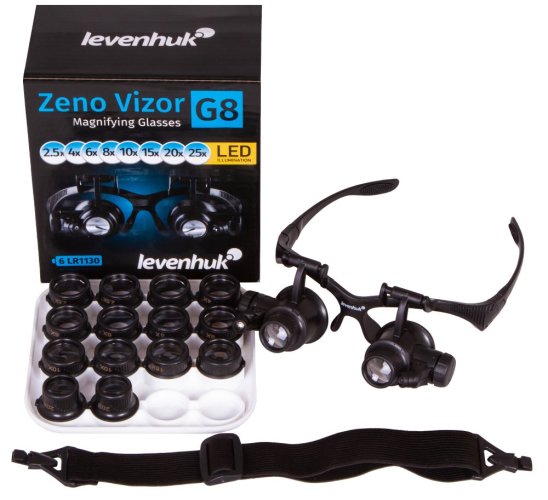 Zväčšovacie okuliare s LED osvetlením Zeno Vizor G8 - obsah balenia