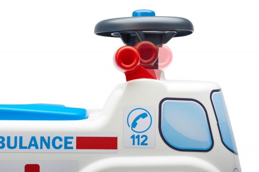 Odrážedlo Falk 701 ambulance s otevíracím sedadlem a volantem s klaksonem