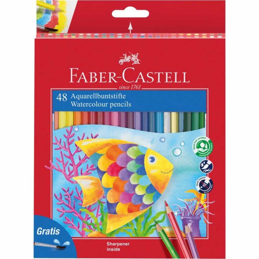Akvarelové pastelky - 48 barev a štětec v papírové krabičce