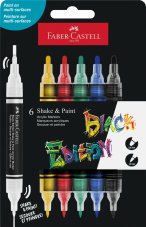 Akrylové popisovače Black Edition Shake&Paint, súprava 6 klasických farieb