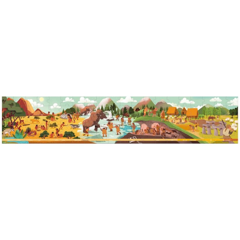 Janod Panoramatické prehistorické puzzle v kufríku 100 dielikov