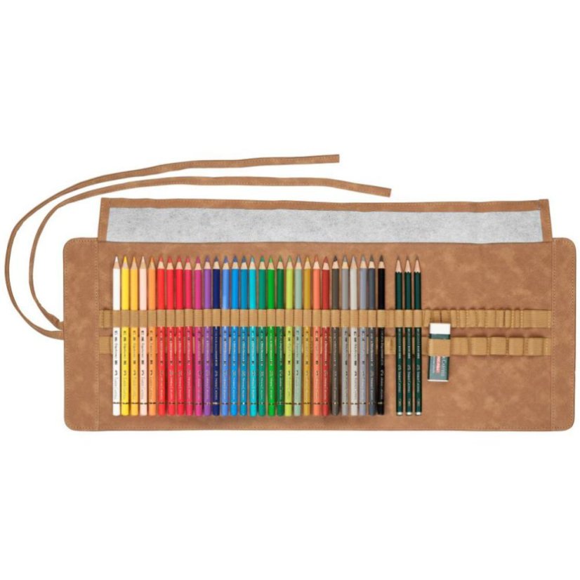 Pastelky Faber-Castell Polychromos – sada 30 ks v koženej rolke