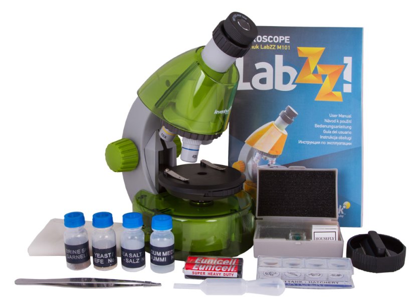 Detský mikroskop LabZZ M101zelený - obsah balenia