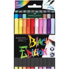 Fixy se štětcovým hrotem Black Edition 20 barev