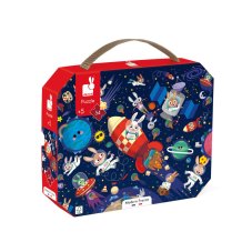 Janod Puzzle v kufříku Raketa ve vesmíru 54 dílků
