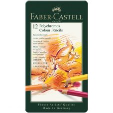 Umelecké Pastelky Faber-Castell  Polychromos 12 farieb v plechovej krabičke