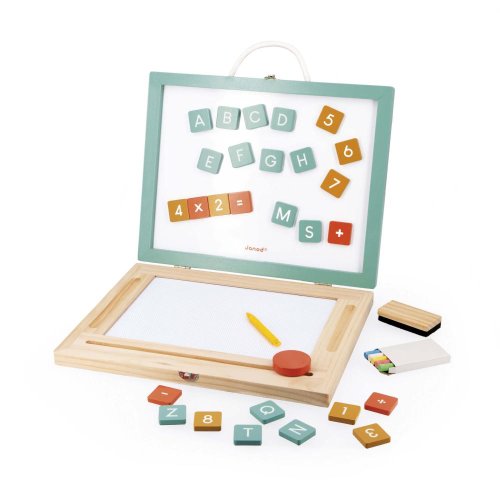 Janod Drevený kufrík 4v1 Janod s magnetickou tabuľou