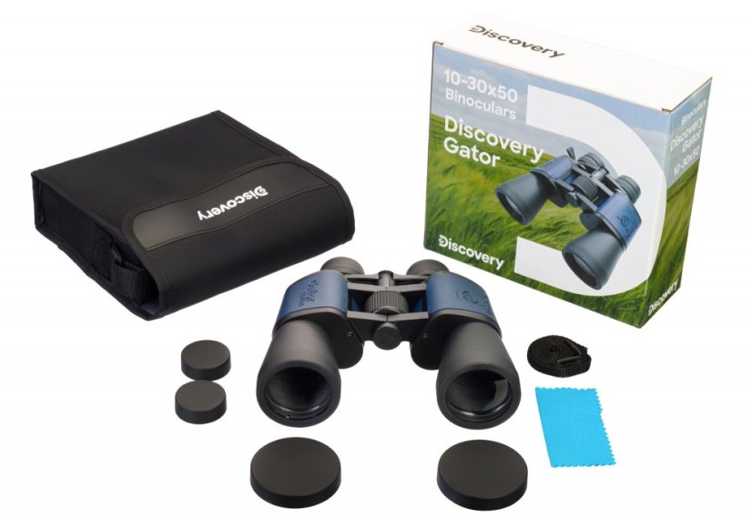 Zoom ďalekohľad Discovery Gator 10–30x50 - obsah balenia