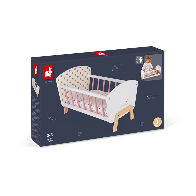 Janod dřevěná postýlka pro panenky Candy Chic