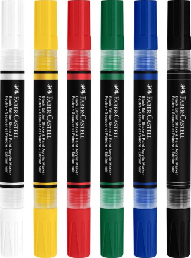 Akrylové popisovače Black Edition Shake&Paint, sada 6 klasických barev