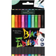 Fixy se štětcovým hrotem Black Edition 10 barev
