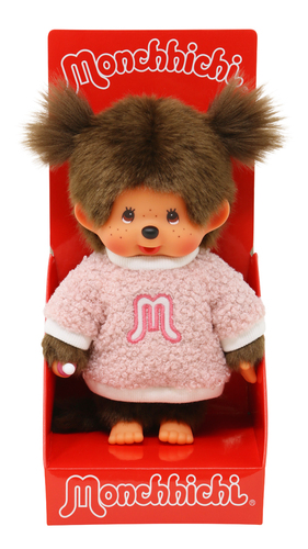 Mončiči dievča v ružovom huňatom svetri 20cm